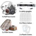 Respirator Reusable Half Face Cover Gas Mask with Safety Glasses, Filters for Painting, chemical, Organic Vapor, Welding, Polishing, Woodworking and Other Work Protection