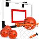 TOY Life Basketball Hoop Indoor for Kids Over The Door Office Basketballhoop for Teens and Adults Mini Hoops Door Room Goal with 4 Balls (White-Classic)