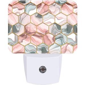 Night Light Hexagon Texture Plug-in Wall LED Night Lamp with Dusk-to-Dawn Smart Sensor Lamp for Adult Bedroom Living Room Hallway Kitchen