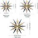 Starburst Large Wall Clock,Mid Century Decorative Wall Clock Modern Silent Clock Battery Operated for Living Room/Kitchen/Entryway/Bedroom/Office/Dinning Room Metal Wall Decor, 26 inch