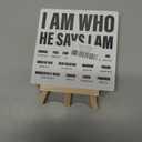 Christian Decor Wooden Sign, Christian Baptism Gifts for Women Men, Faith Religious Scripture Decor, God Decorations for Home Office Bedroom, Bible Verse Desk Decoration, I Am Who He Says