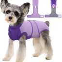 Kuoser Recovery Suit for Dogs After Surgery, Soft Dog Surgery Suit Female Male, Breathable Pet Surgical Recovery Shirt, Anti Licking Dog Onesie for Abdominal Wounds Cone Alternatives, Purple XS