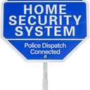 Protected By Home Security System Signs for Yard - 10" x 28" Police Dispatch Connected Warning Sign with Ground Stake - Rust Free Aluminum Composite - UV Protected