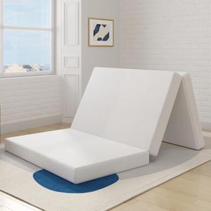 Avenco Folding Mattress, 4 Inch Trifold Mattress, Queen Size Folding Mattress for Indoor, RV/Camper Van, Travel, Camping, Guest Room-Breathable Cover & Non-Slip Bottom (White)