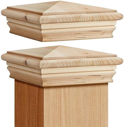 Geetery 8 Pcs 6 x 6 Inch (Actual 5.5'' x 5.5'') Wood Newel Post Cap Fence Post Cap for 5-5/8 Fence Topper Top Resistant Decking Caps for Outdoor Fences, Mailboxes and Decks (Cedar)