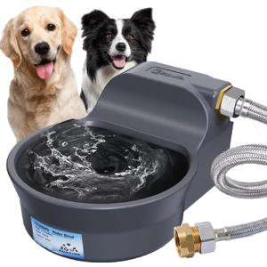 67OZ Automatic Dog Water Dispenser Patented Dog Water Bowl Dispenser Fits 3/4'' GHT Faucet Automatic Water Dispenser for Dogs Cats Chicken Waterer Outdoor Waterer Bowl Include 5Ft Water Hose