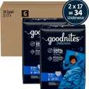 Goodnites Boys' Nighttime Bedwetting Underwear, Size Large (68-95 lbs), 34 Ct (2 Packs of 17)