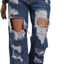 Ripped Jeans Womens Distressed high Waisted Jeans for Women Trendy Wide Straight Leg Y2k Pants Womens Jeans (Black, M)