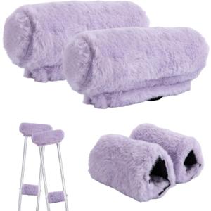 Crutches Padding Universal Crutch Pads for Armpits and Hand Grips, Fluffy Crutches Padding, Ultra-Soft Breathable Crutch Pads, Underarm Crutch Covers Sets, Accessories for Crutches Pads for Armpits (Purple)