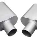 Pair of 3" ID Center/Center Single Chamber Mufflers - Aggressive Deep Sound, Aluminized Steel, Weld/Clamp-On (13" Total Length)