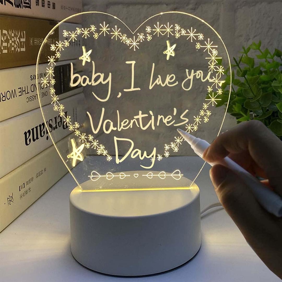 Gifts for Adults Kids, Personalized DIY Message Board Night Light,USB Powered Table Lamp with Erasable Pen and Remote Control, Office Room Desktop Decoration, Gifts for Wedding Anniversary Birthdays (Multi-colored 1)