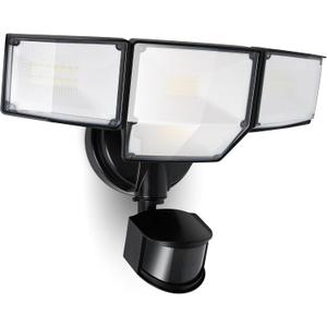 LUTEC 80W 9000LM LED Security Light Motion Sensor Outdoor Lights, 4 Head LED Flood Lights Outdoor 5000K Daylight, IP65 Waterproof, Motion Detected Lights for Outside, House, Garage, Yard (Black)