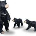 Gemini&Genius Grizzly Bear Figuine Toys, Forest Animals Figurines Mommas and Babies Toy Set, Safari Animals Family Playset, Great for Cake Toppers, Stocking Stuffers, Birthday Gift for Kids (Black)