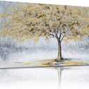 Belmrxne Tree of Life Wall Art Gold Small Wall Decor Landscape Canvas Painting Funny Artwork for Entryway Hallway Bathroom Living Room Bedroom Dining Room 12x24 Inches