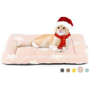 Mora Pets Cat Bed for Indoor Cats Washable Dog Crate Pad Cute Star Dog Bed Mat for Small Dogs Pet Kennel Pad for Cage Soft Flat Puppy Kitten Cushion Sleeping Anti-Slip Pink 22 x 13