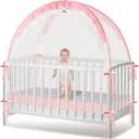 Crib Tent - Crib Net to Keep Baby in - Stop Baby from Climbing Out of Crib, Pop Up Crib Tent with Durable Breathable Net Double Zipper Strong Rods Installation (Pink, Large)