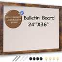 Large Magnetic Bulletin Board 36 x 24 Inch for Wall,Rustic Framed Cork Board with Linen for Home Office School, with 4 Push pins, 4 Magnets (Brown)