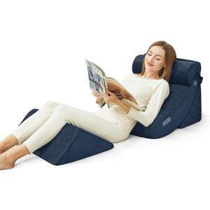 4pcs Wedge Pillow Set for After SurgeryUpright Pillows for Sleeping,Foam Wedge for Back Pain Relief and Leg PainWedge Pillows for Acid Reflux Relief and Anti-snoring (Full Navy)