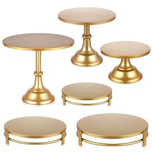 Tioncy Set of 6 Gold Cake Stand Round Metal Cake Stands Antique Gold Dessert Display Cupcake Pastry Candy Display Plate for Wedding Birthday Party Event Bridal Celebration Table(Simple)