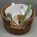 Cat Litter Box Hidden Planter Enclosure, Handwoven PE Rattan Cat Bed Cave House, Wicker Cats Toilet Furniture for Indoor Corner Living Room Bedroom Balcony