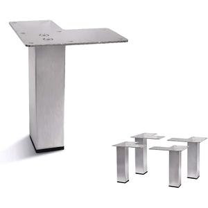 Set of 4 Stainless Steel Straight Metal Sofa Legs  Square Tube Design, Durable Furniture Legs, Modern Style (4-7/8"H)