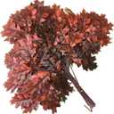 6pcs Artificial Oak Tree Leaf Stems Faux Oak Tree Branches Green Plant for Greenery Wall Floral Decoration (Dark red)