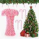 Hicarer 50 Pieces Christmas Plastic Candy Cane 5.9 Inch Christmas Tree Hanging Ornament Decoration Twisted Tree Candy Cane Ornament for Xmas Holiday Party Favor (Pink and White)