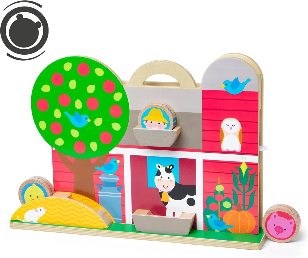Melissa & Doug GO Tots Wooden Barnyard Tumble with 4 Disks - FSC Certified