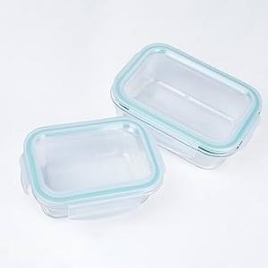 4 x Borosilicate Glass Food Storage Containers with Lids - Airtight, Leakproof, Stackable - Ideal for Food Prep, Meal Planning, Leftovers, Kitchen Organization