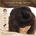 Short Wavy Bob Wig with Bangs for Women, Shoulder Length Synthetic Wig, Brown with Caramel Highlights, Heat Resistant Fiber, Glueless Natural Looking Wig for Daily Wear