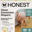 The Honest Company Comfort Dry Disposable Daytime Diapers for Sensitive Skin, Hypoallergenic, Fragrance-Free, So Delish + It's a Pawty, Club Box, Size 6 (35 lbs), 40 Count