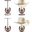 Cowboy Hat Stand, Tabletop Hat Display, Western Desk Decor, Horseshoe Hat Stand for Multiple Hats, Texas Holder Rack, Cowboys Gifts for Men, Western Decor for Home, Metal, Bronze, 4 Packs