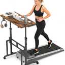 ikkle Standing Desk with Wheels, Adjustable Treadmill Desk, Rolling Bike Trainer Desk for Walking Pad Laptop, Phone Standing, Brown