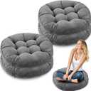 Jerify Floor Pillow Cushions Large Round Square Large Meditation Floor Pillow for Classroom Adult Meditation Picnic Party Seating Learning Daycare School(Round,Dark Grey,4 Pcs)