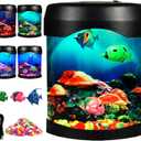 Fish lamp,Mini Aquarium Tank Decorative Lamp with 7 Color Changing,LED Aquarium Sensory Night Light with 3 Fake Moving Fish,Table Lamp for Home Office Desktop Decor,Gifts for Kids and Adults