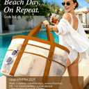 2026 Stylish & Spacious XX-Large Beach Bag for Women Mesh Canvas Tote with Top Zipper, 11 Tall Pockets | 40L+ Spacious, 11 Tall Pockets, Zipper Pouch, Secure Zip-Top, Sand-Resistant Base