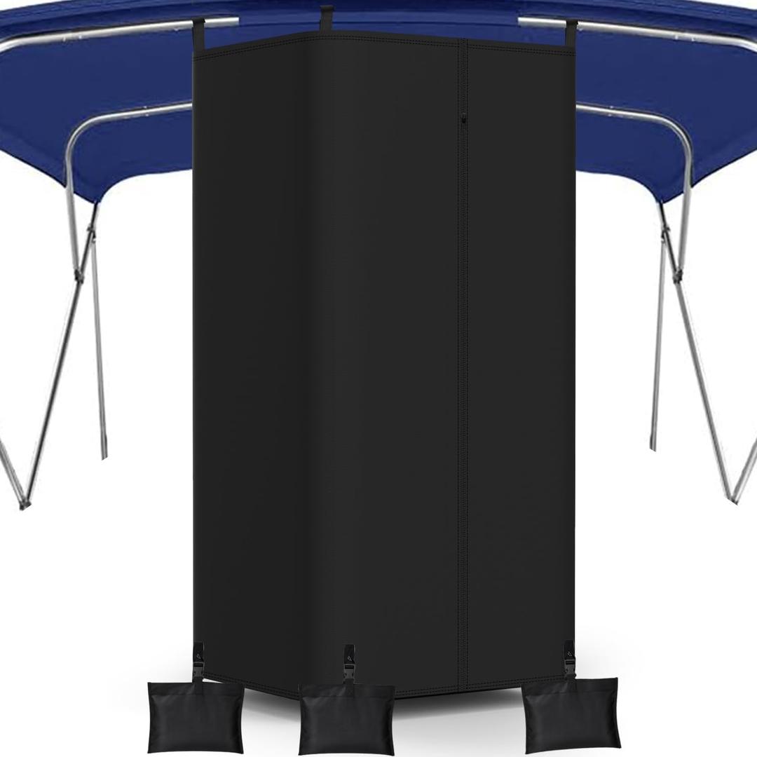 Privacy Tent for Boats, 800D Waterproof Fabric Boat Privacy Curtain Pontoons Changing Room with Windproof Sandbags, Easy to Install Under Bimini Top, 30" D x 27" x W 72" H
