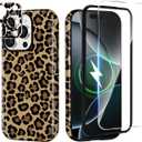 Magnetic Case for iPhone 16 Pro Max,with Screen Protector & Camera Lens Protector,Cute Brown Leopard Print Design for Women Girls Men,Slim Anti Scratch Leopard Case for iPhone 16 Pro Max