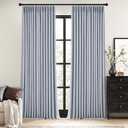 MIULEE Chambray Blue Pinch Pleated 100% Blackout Linen Curtains for Bedroom, Room Darkening Memory Trained Light Blocking Window Curtain 84 inches Long for Living Room, Black Out Pleat Drape, 2 Panels