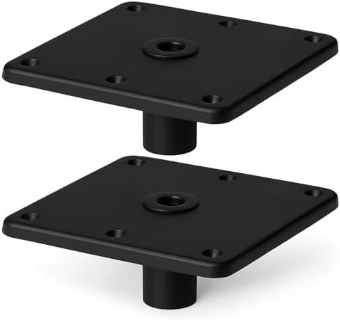 Hotkesa Heavy Duty Aluminum Boat Seat Base Mount 7" x 7", Corrosion Resistant Base Plate Fits 3/4-Inch Pedestal Pin Post, Universal Boat Seat Mounting Bracket for Most Boats (4 Black)