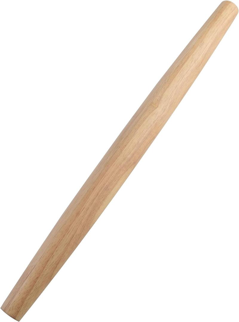French Rolling Pin (17 Inches) WoodenRoll Pin for Fondant, Pie Crust, Cookie, Pastry, Dough Tapered Design & Smooth Construction - Essential Kitchen Utensil