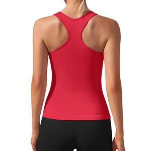 ATTRACO Womens Tank Tops Square Neck Fitted Sleeveless Shirts Seamless Ribbed Basic Top (Large, Red)