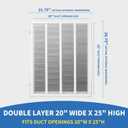 20x25 Return Air Grille [Duct Opening Size],Return Air Vent Cover for Wall Or Ceiling,Steel Return Air Filter Grilles Removable Face/Door for 1 Inch Filters (20"W x 25"H[Duct Opening])