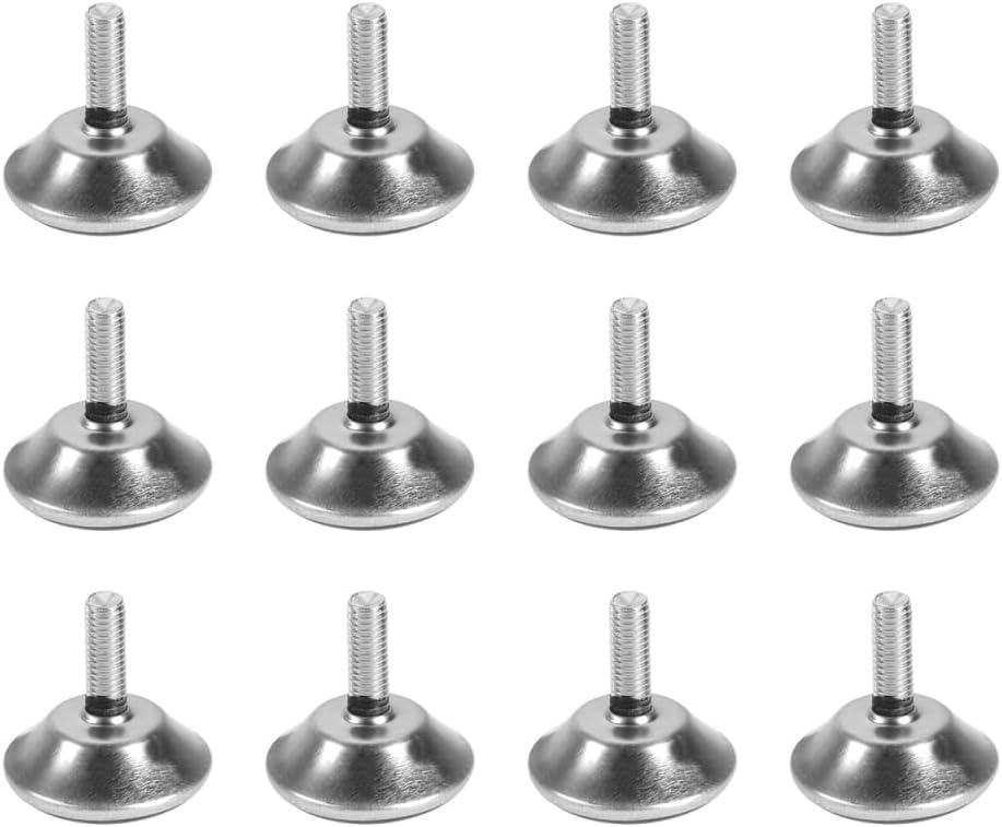 Adjustable M8 Threaded Furniture Leveling Feet 1.57 Inch Round Base Foot Pads for Chairs Tables Sofas Floor Protection and Stability