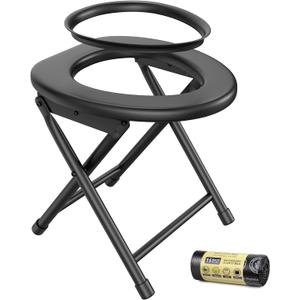 BLIKA Portable Toilet for Camping & Travel - 300LBS Weight Capacity, Folding Toilet with Removable Plastic Ring and Bags