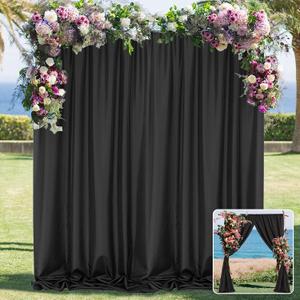 Black Backdrop Curtain for Party, Halloween Backdrop Rod Pocket Photo Drapes Panels Fabric Curtain Backdrop Black Birthday Party Decor for Boys Teens Men,5ft x 7ft, 2 Panels