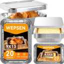 40 Pack Aluminum Pans with Lids,20 Large 9x13" Aluminum Pans Disposable (10 Heavy Duty Lids) & 20 Medium 8.5x6" Foil Pans (20 Foil Covers), Aluminum Trays With Lids for Baking, Meal Prep, Takeout