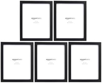 Amazon Basics Rectangular Photo Picture Frame, 8" x 10", Pack of 5, 11.22 x 9.21 inches, Black