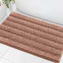 H.VERSAILTEX Bath Mats for Bathroom Non Slip Extra Thick Chenille Striped Bath Rug 24" x 36" Absorbent Non Skid Fluffy Soft Shaggy Rugs Washable Dry Fast Plush Mats for Indoor, Bath Room - Muted Clay