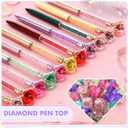 Zhehao 60 Pcs Big Crystal Diamond Pens Bulk Bling Ballpoint Rhinestone Pen Black Ink Glitter Bridal Shower Decor for Women School Office Supplies Christmas Wedding Birthday Present(Multicolor)
